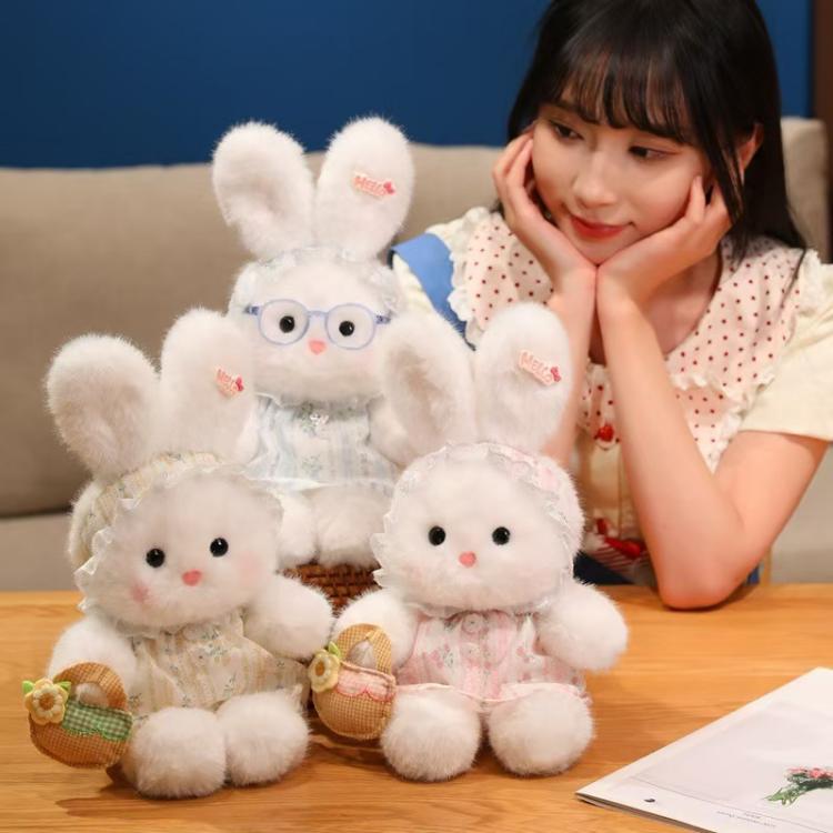 Crystal Velvet Bunny Plush With Glasses